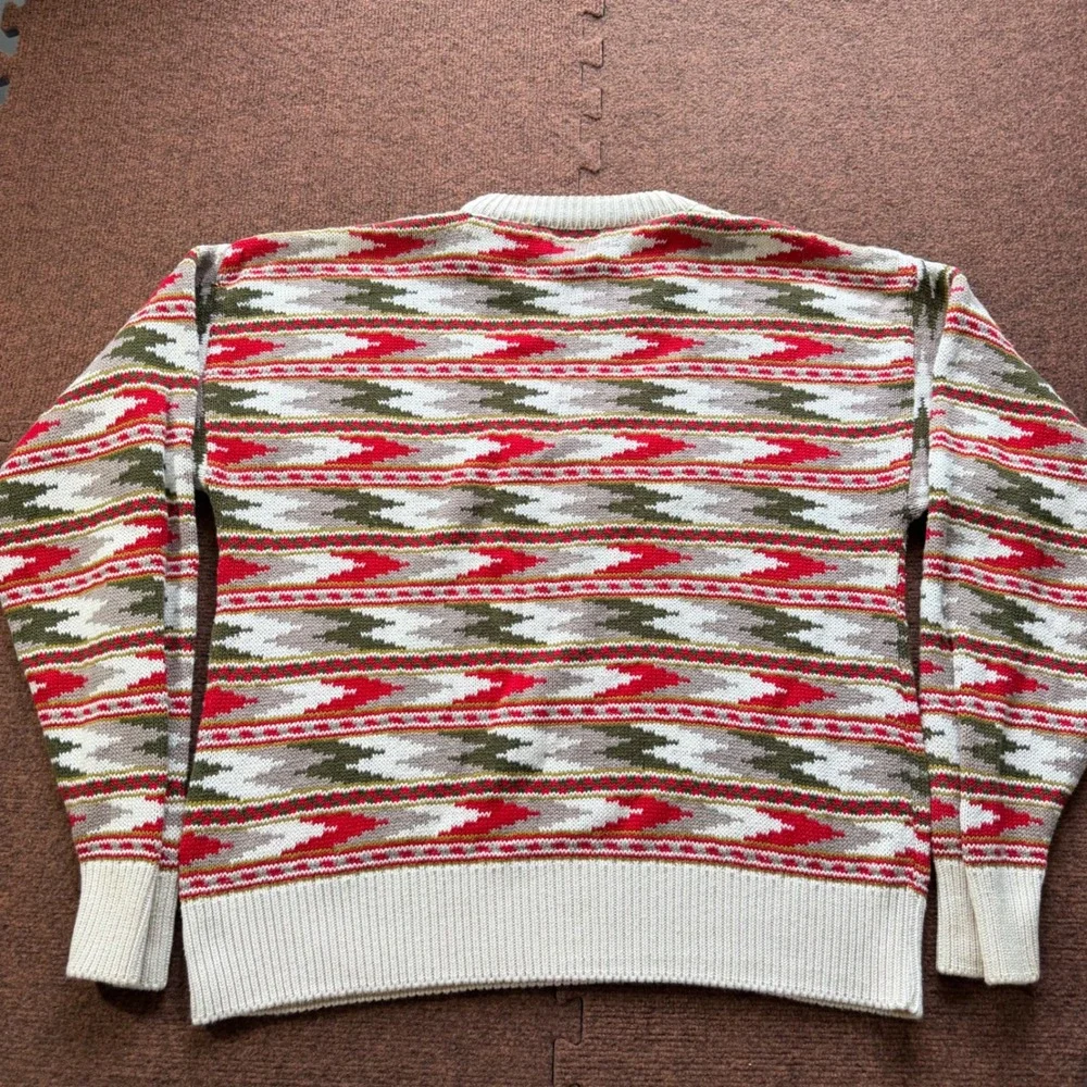 Vintage Mackinaw Woolens Mens‎ L Cotton Southwestern Geometric Sweater USA Made